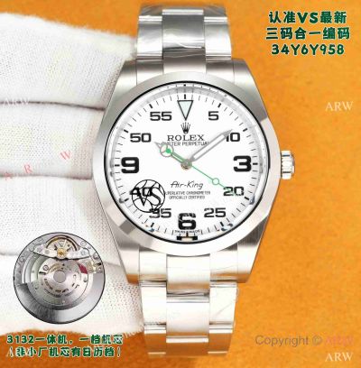 VS Factory 1:1 Clone Rolex Air-King 40mm New White Dial Cal.3132 Watch